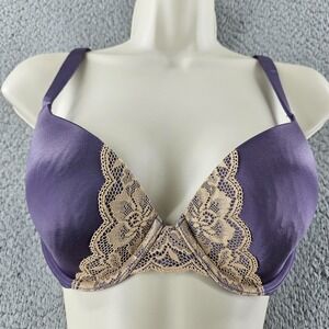 Soma Bra Womens 32C Purple Satin Lace Enhancing Shape Full Coverage Lightly Line